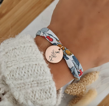 Bracelet à graver avec fleur de naissance - Bliche