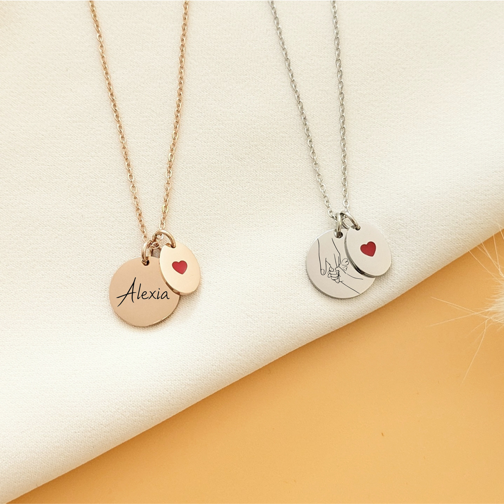 Collier à graver avec médaille coeur - Bliche