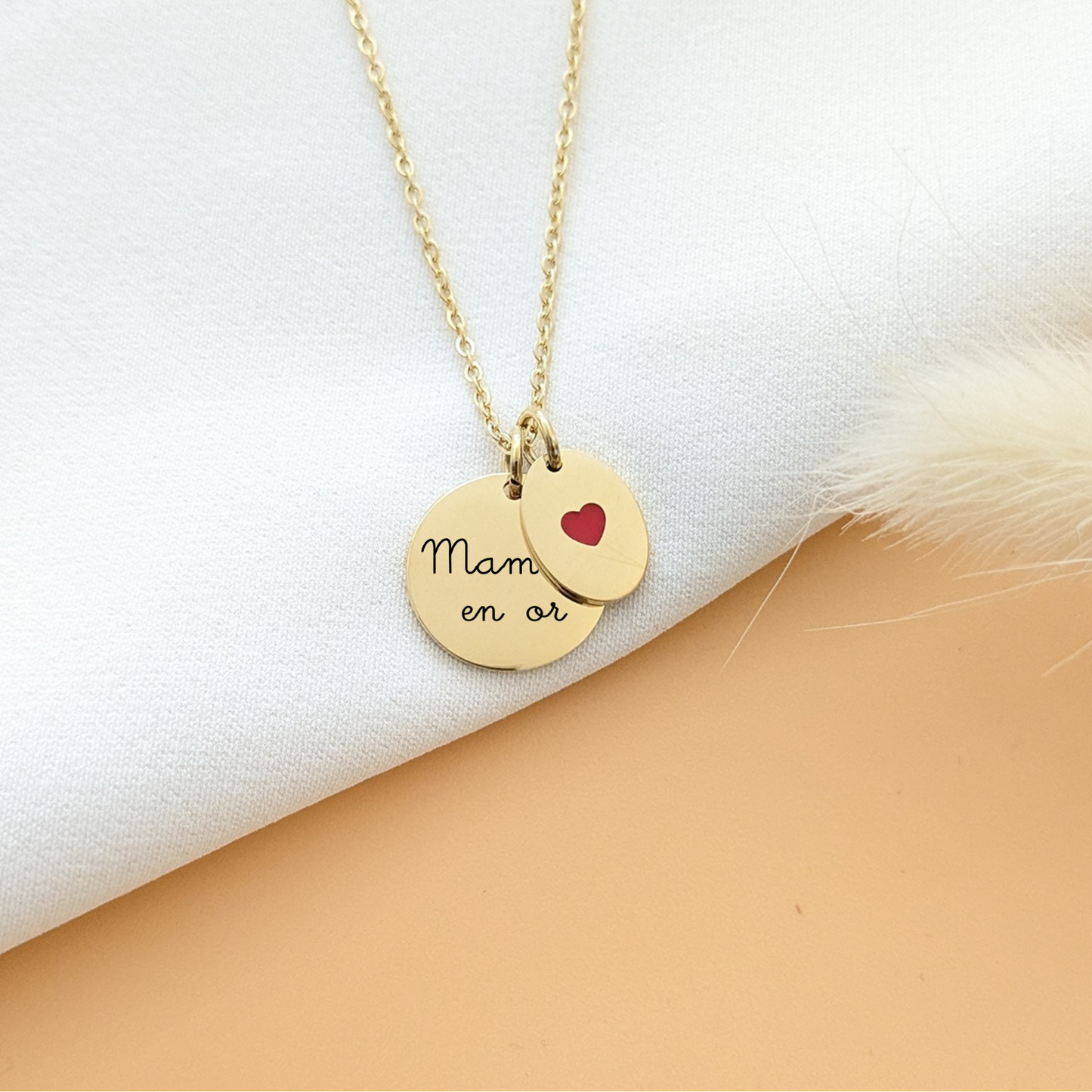 Collier à graver avec médaille coeur - Bliche