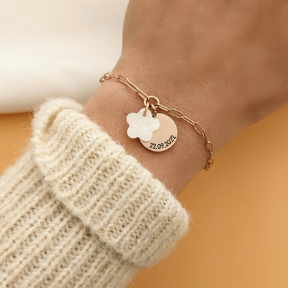 Bracelet à maillons avec médaille à graver