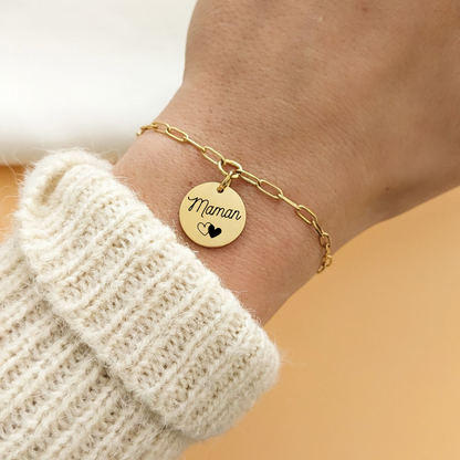 Bracelet à maillons avec médaille à graver
