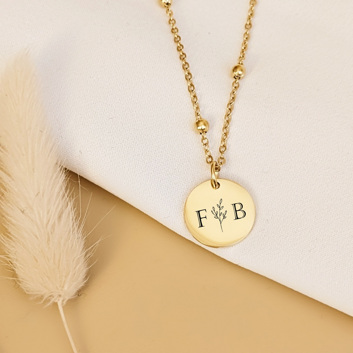Collier florale avec initiales - Bliche