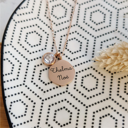 Collier à graver avec pierre de naissance