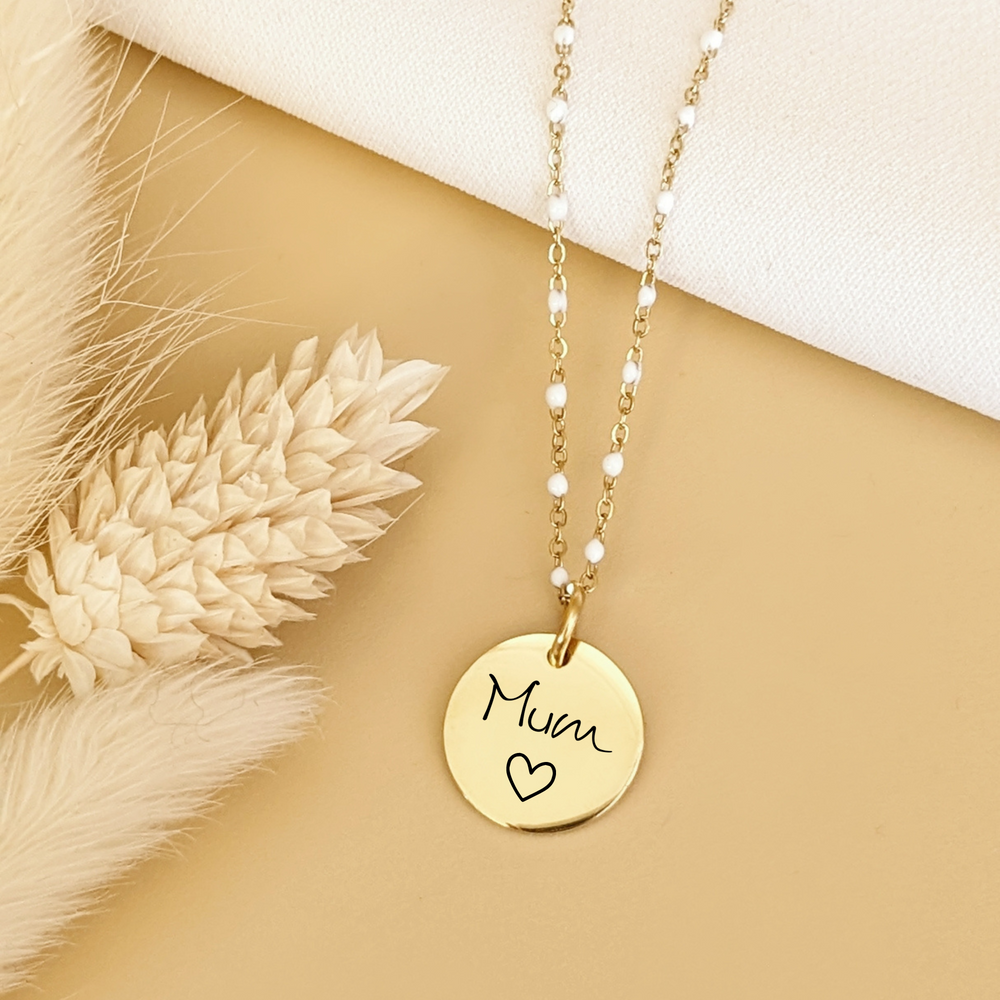 Collier court à graver avec émail - Bliche