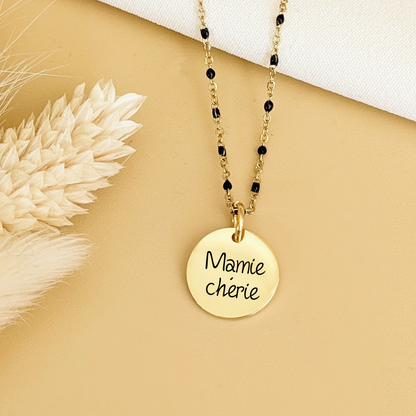 Collier court à graver avec émail