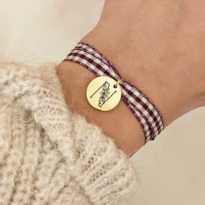 Bracelet vichy avec lettre florale